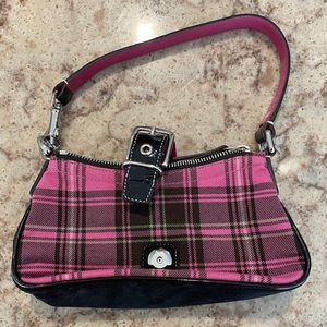 COACH Pink Plaid Shoulder Bag